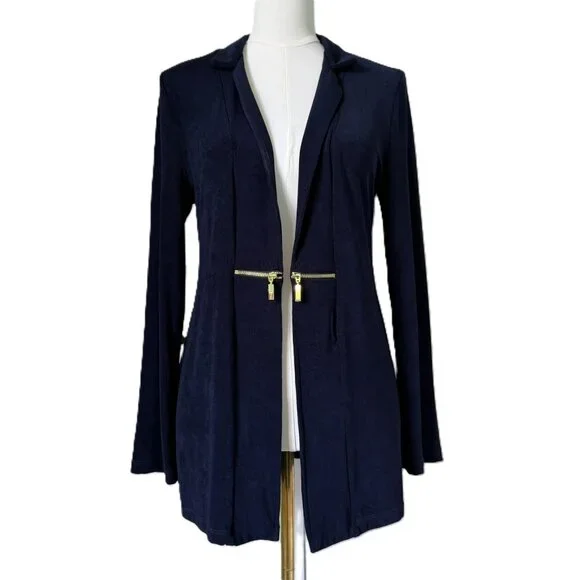 CHICO'S TRAVELERS | Long Navy Jacket Sz S - Picture 1 of 3